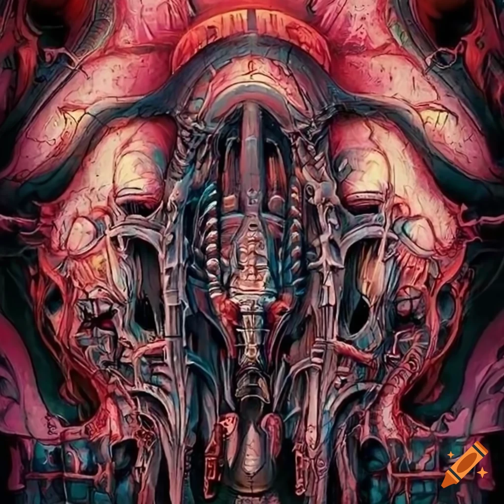 Biomechanical Japanese retrofuturism art