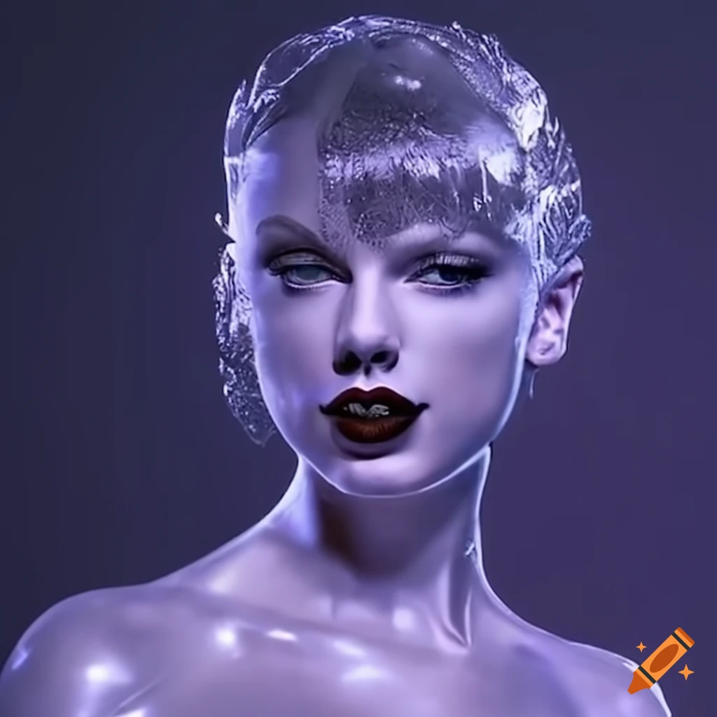 Taylor Swift transforming into a Catwoman ice sculpture