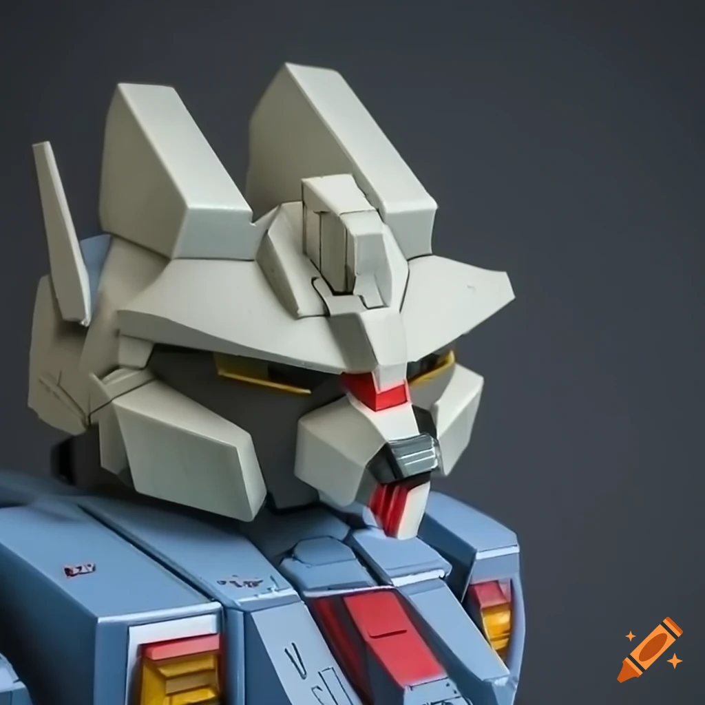 Gundam bust with a raccoon head
