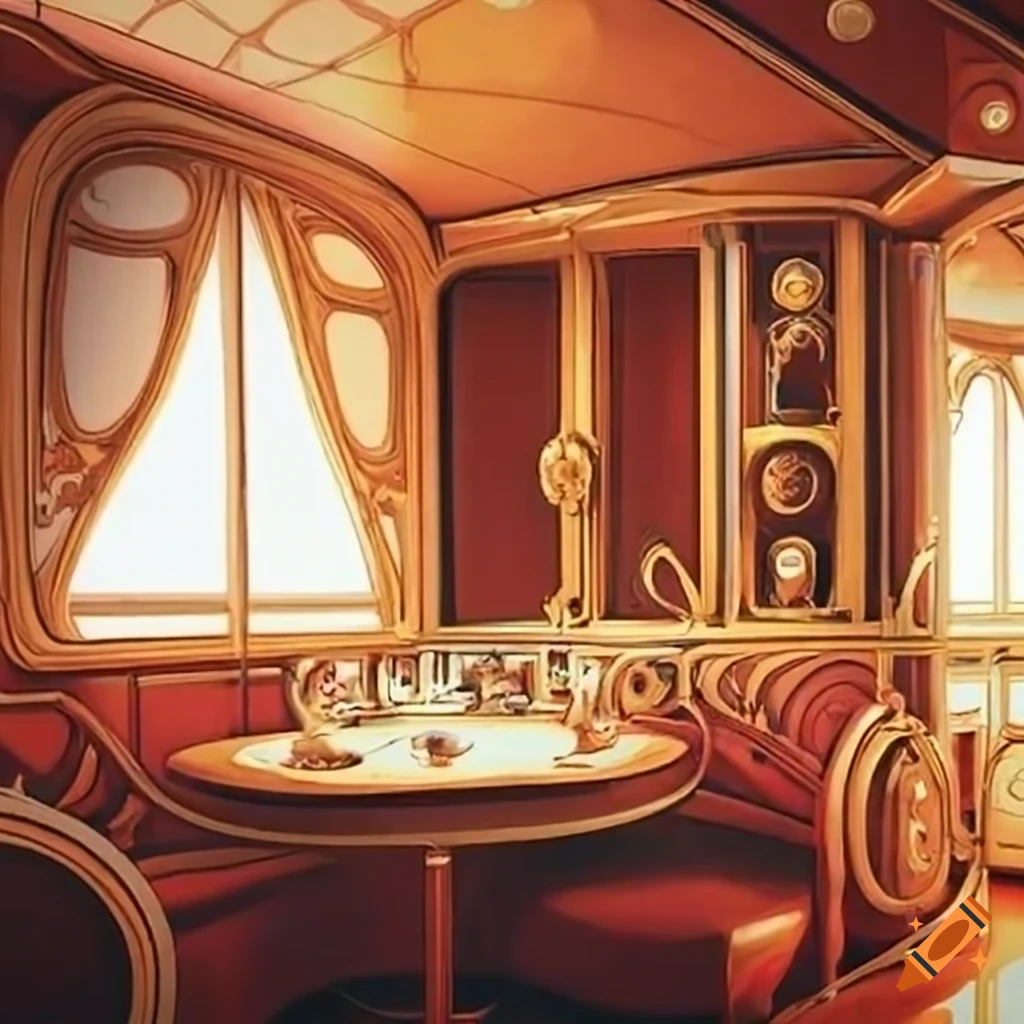 Art nouveau yacht interior