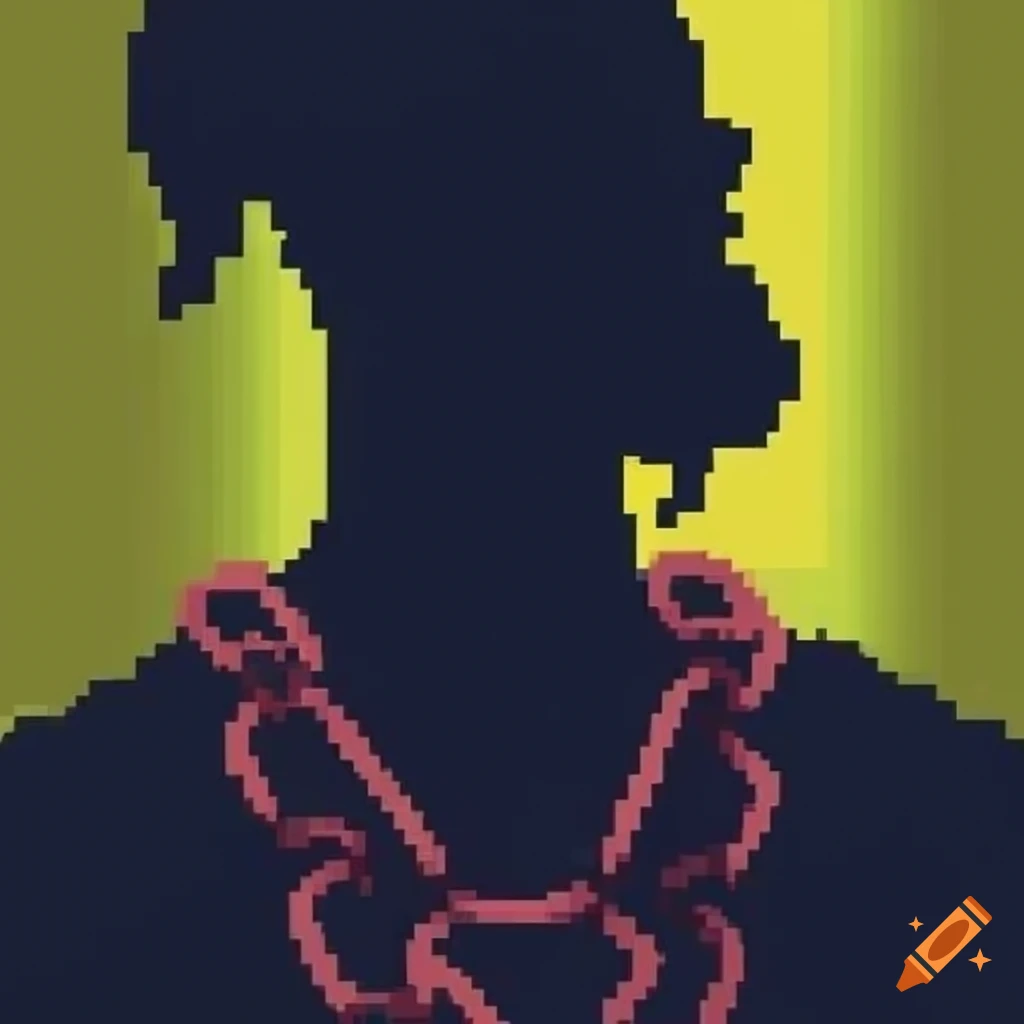 Pixelated silhouette of man with pit bull in Brooklyn in the 90s
