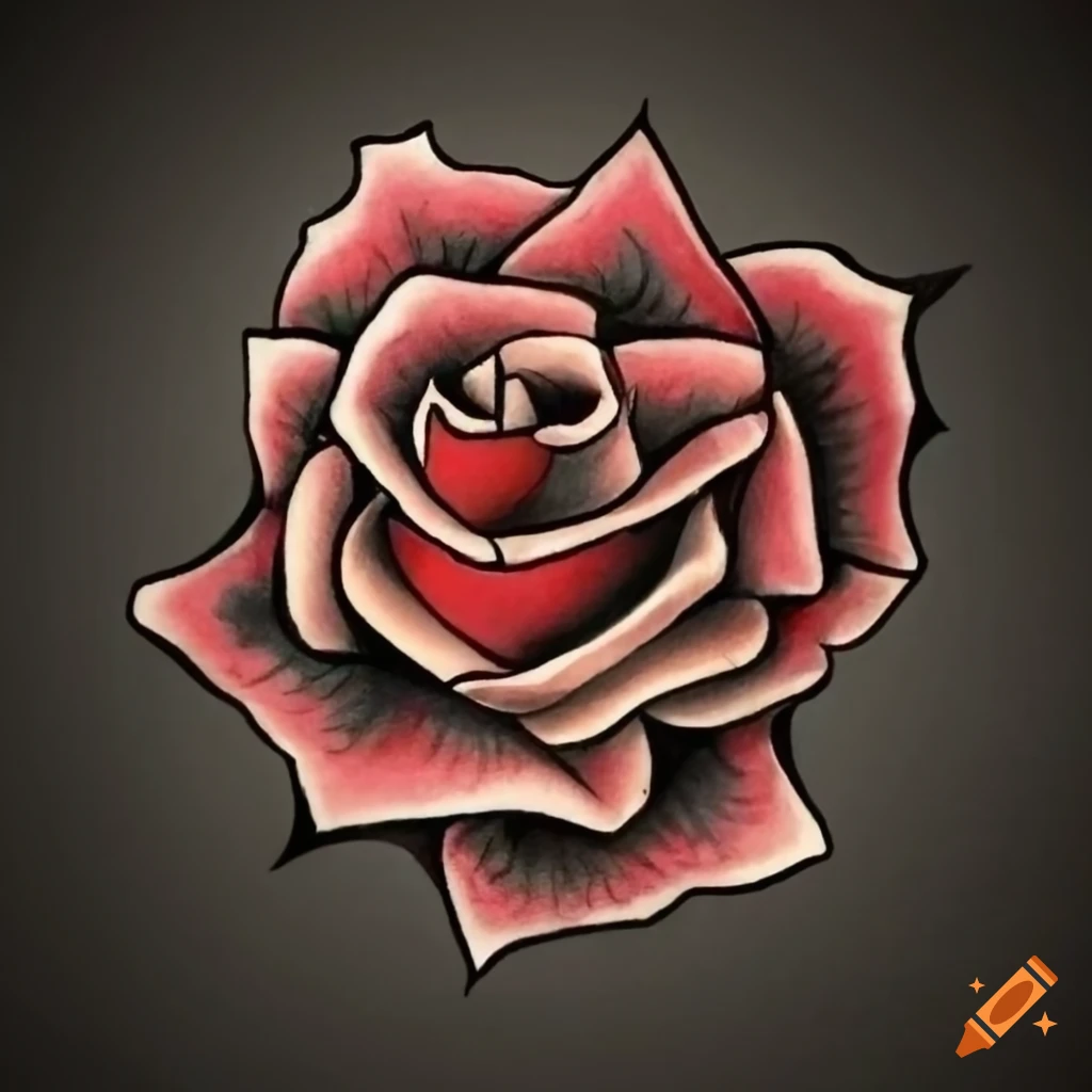 Traditional Rose tattoo design