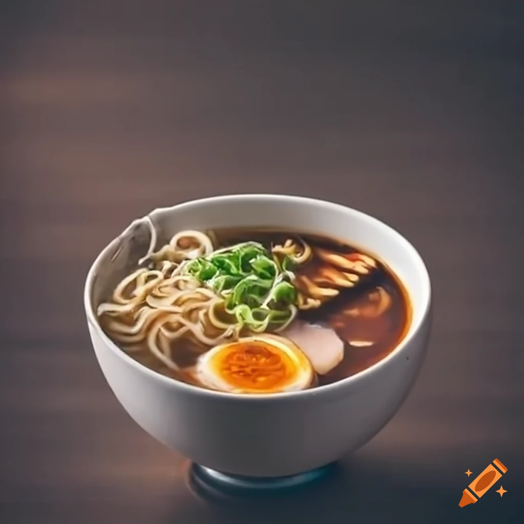 Bowl of delicious ramen on a table