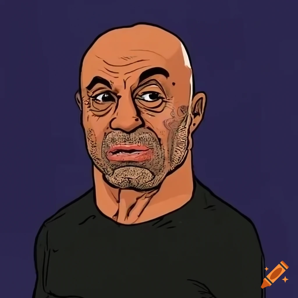 Cartoon illustration of joe rogan in high definition on Craiyon