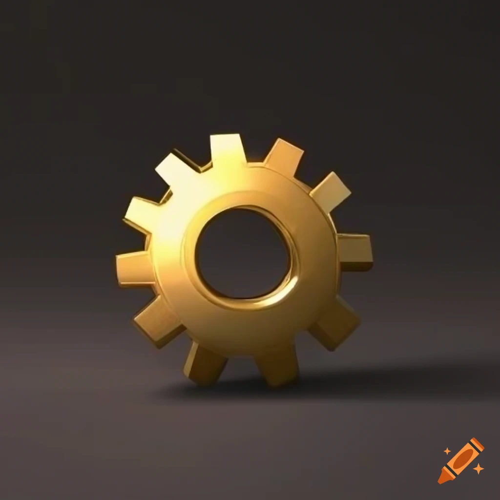 Golden gear game icon with 3d studio lighting on Craiyon