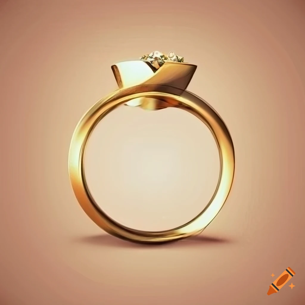 Classic and simple engagement invitation card with gold ring illustration