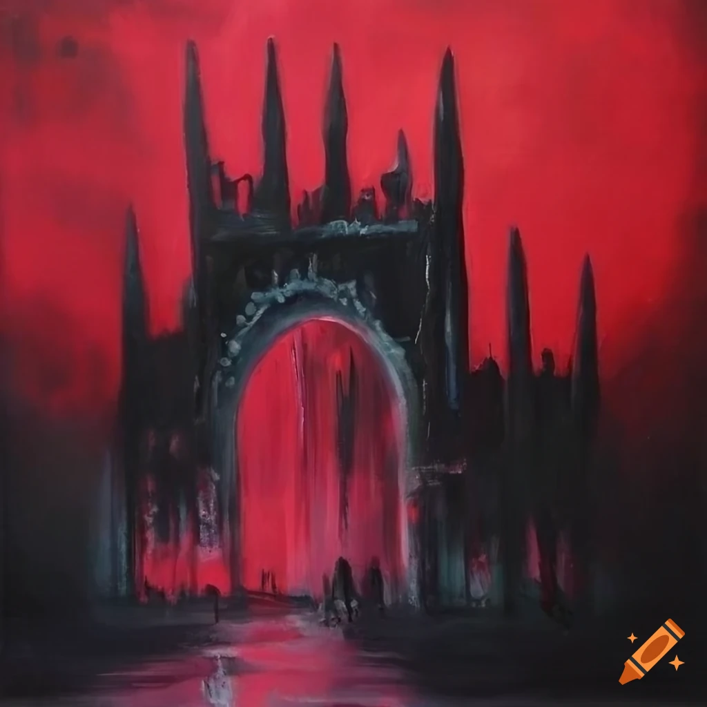 Hyperdetailed contemporary oil painting of the gates of hell opening on