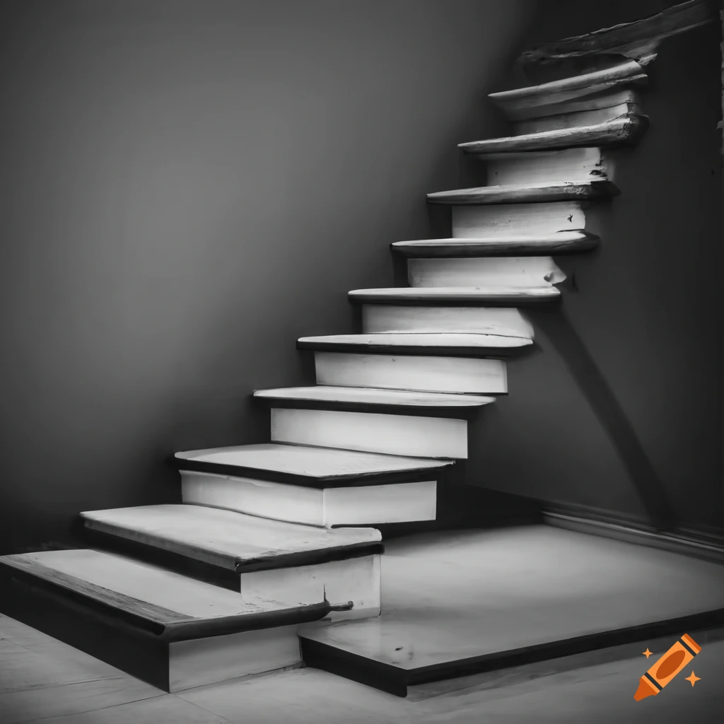 Black and white spiral staircase