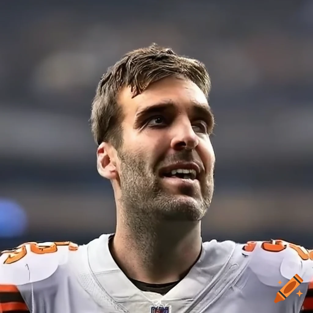 Football player joe flacco hitting a referee with the ball on Craiyon