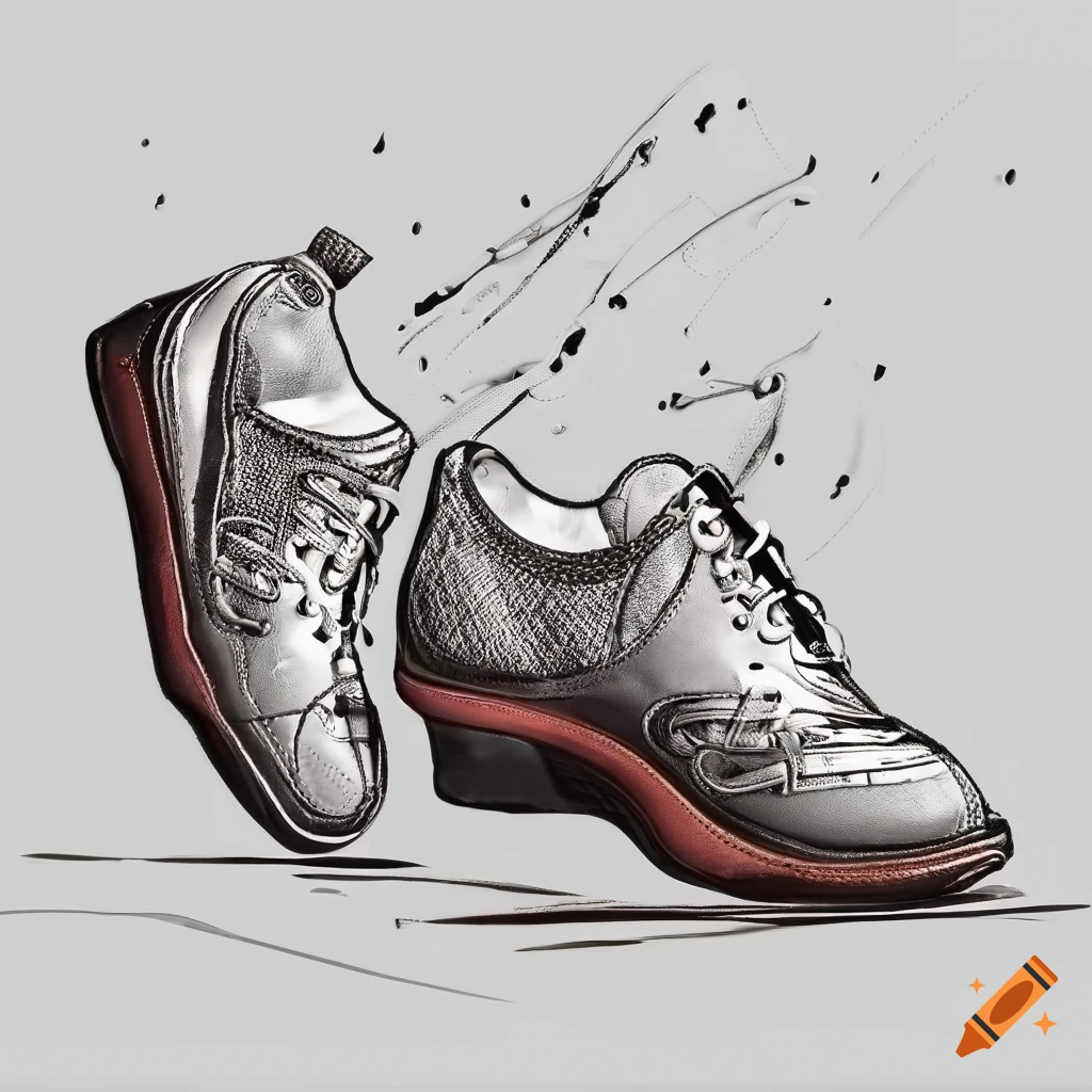 Pair of male shoes one dancing shoe and one running shoe on white