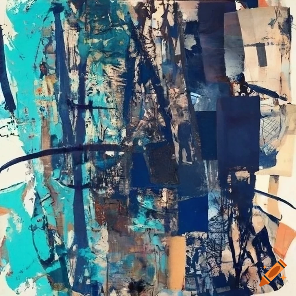 Mixed-media abstract painting inspired by Mark Bradford, Albert Oehlen ...