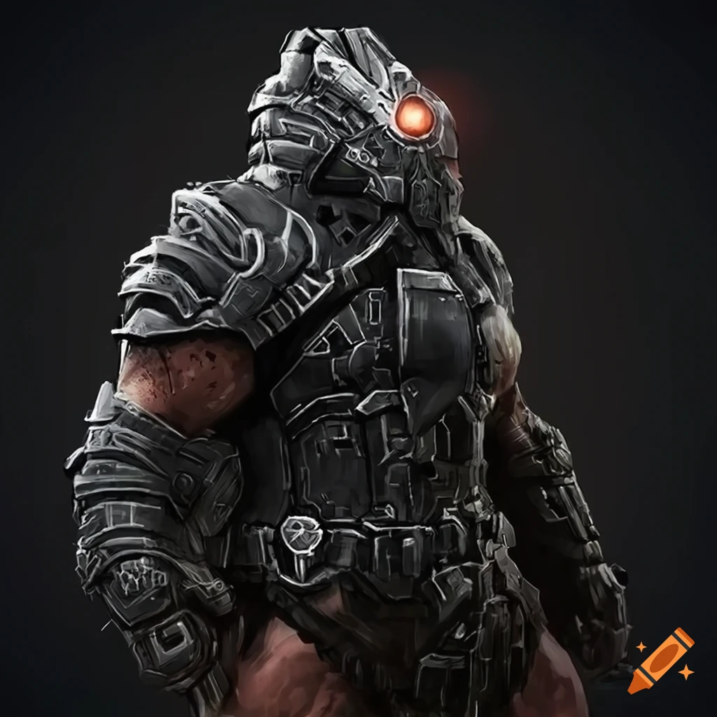 Advanced futuristic sci-fi armored tech barbarian