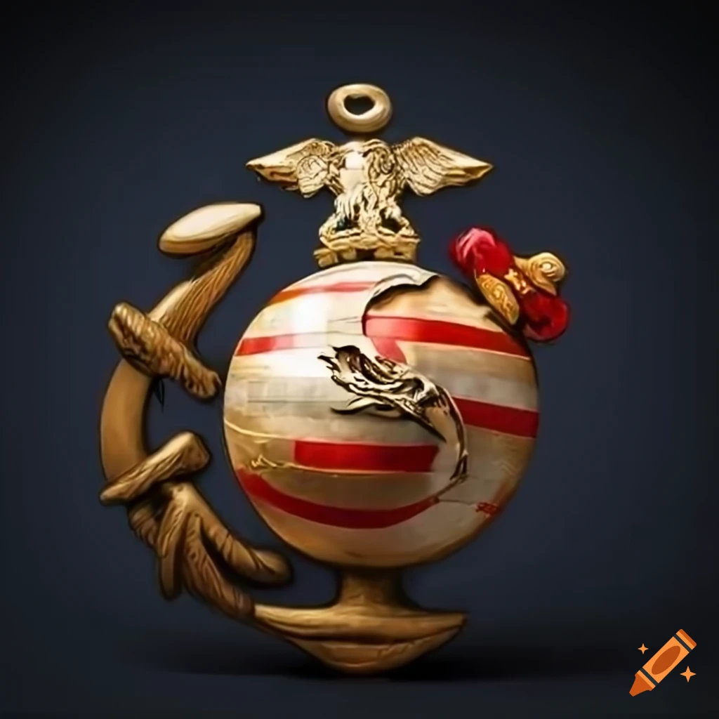 Marine corps emblem eagle, globe, and anchor in realistic style on