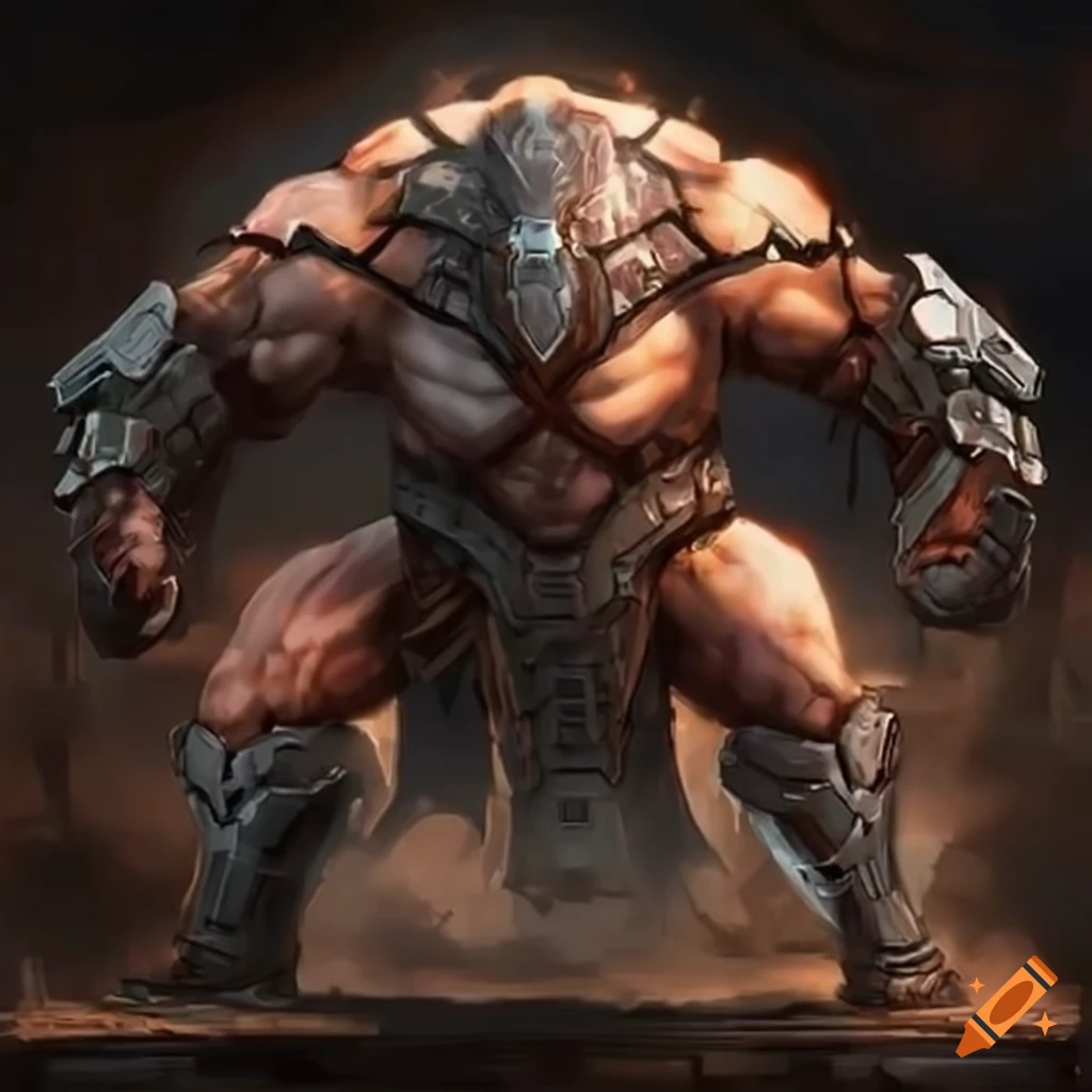 Enraged armored tech barbarian in futuristic sci-fi setting