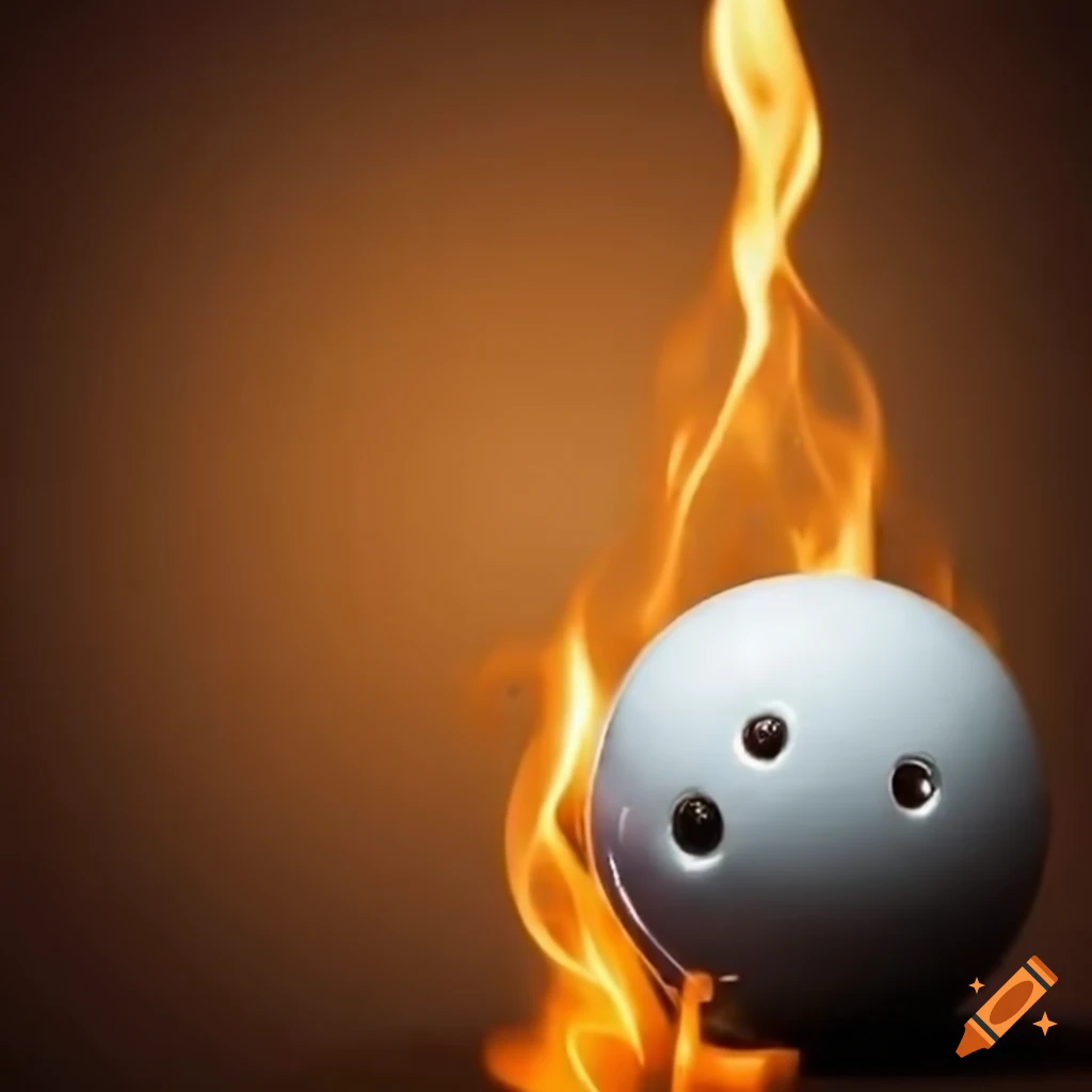 Burning bowling ball and pins in gold metallic theme