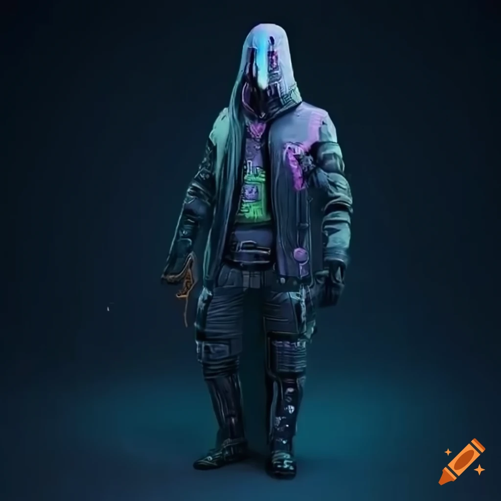 Cyberpunk hacker in full body
