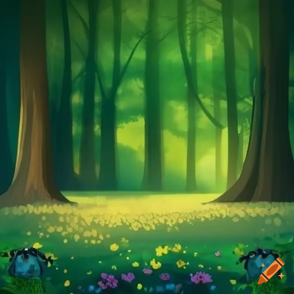 Forest with trees and flowers on Craiyon