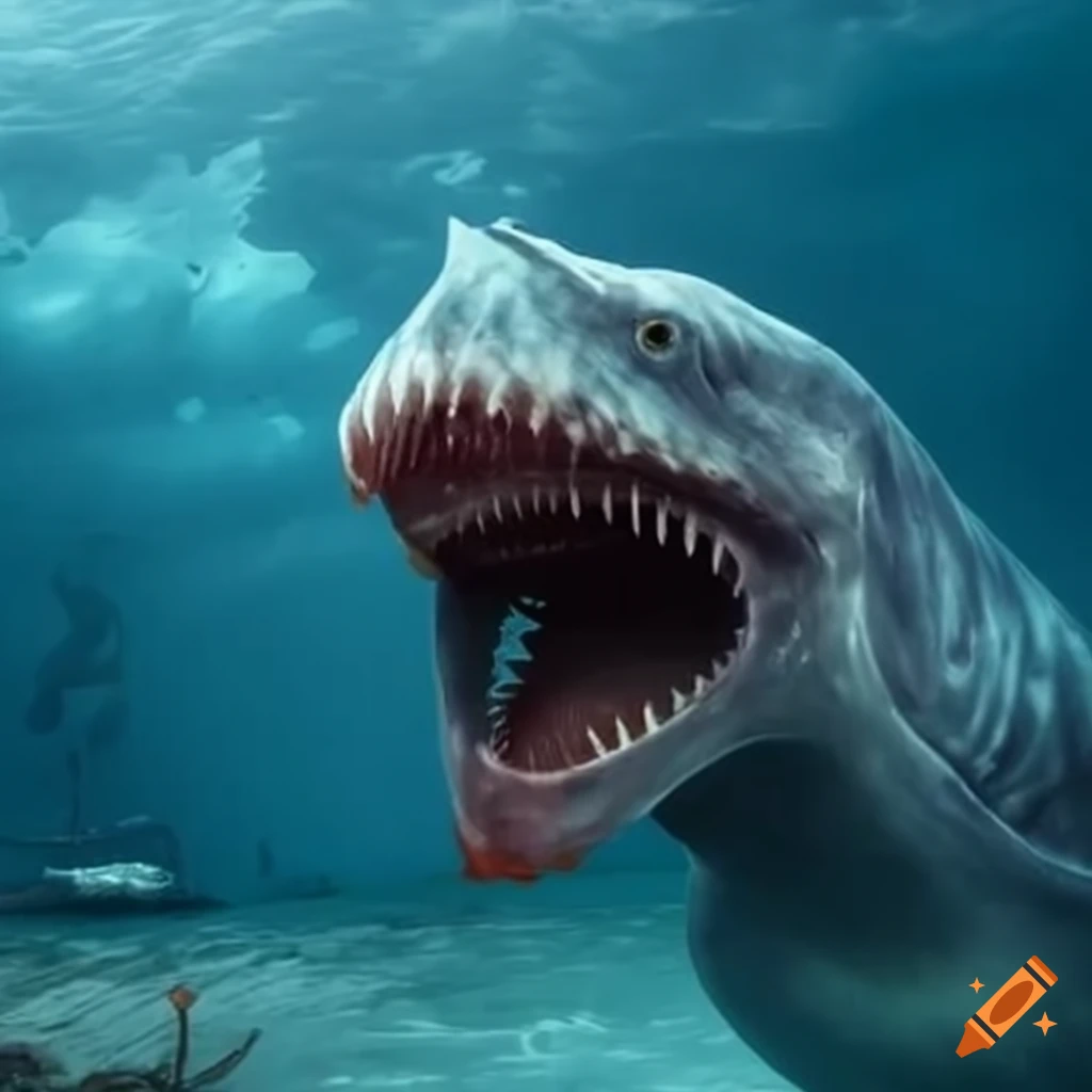 Sea monster about to eat a boat on Craiyon