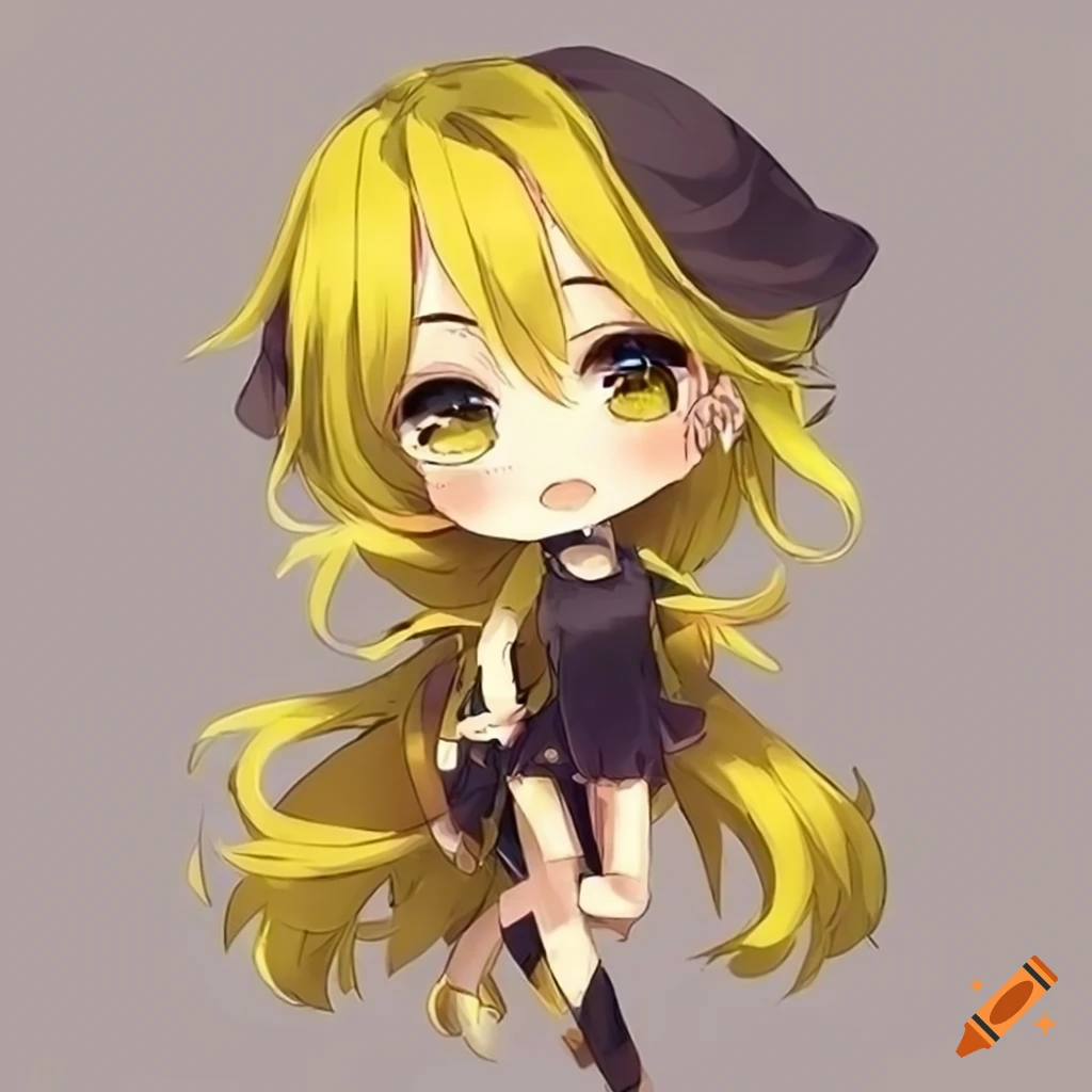 Chibi anime character with yellow hair on Craiyon