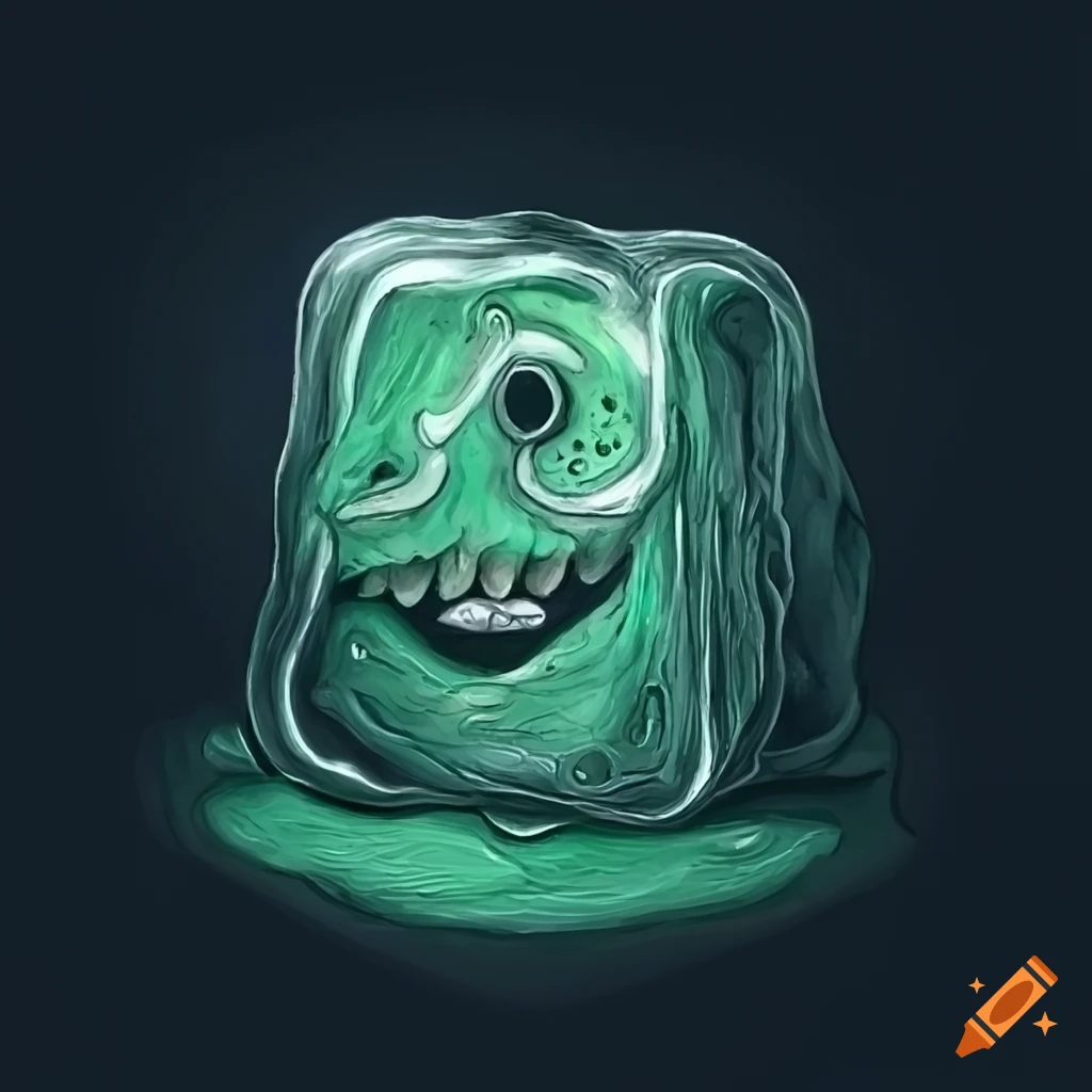 Illustration of a gelatinous cube on Craiyon