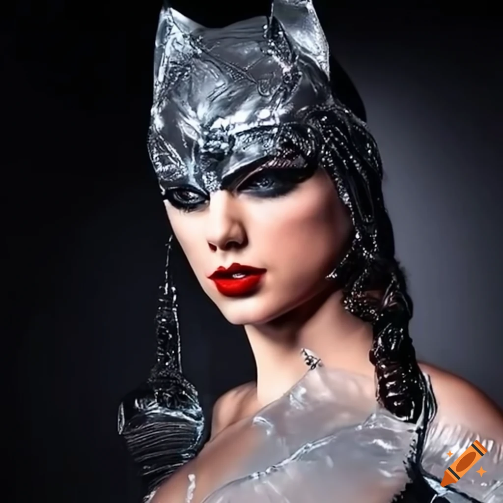 Taylor Swift transforming into a Catwoman ice sculpture