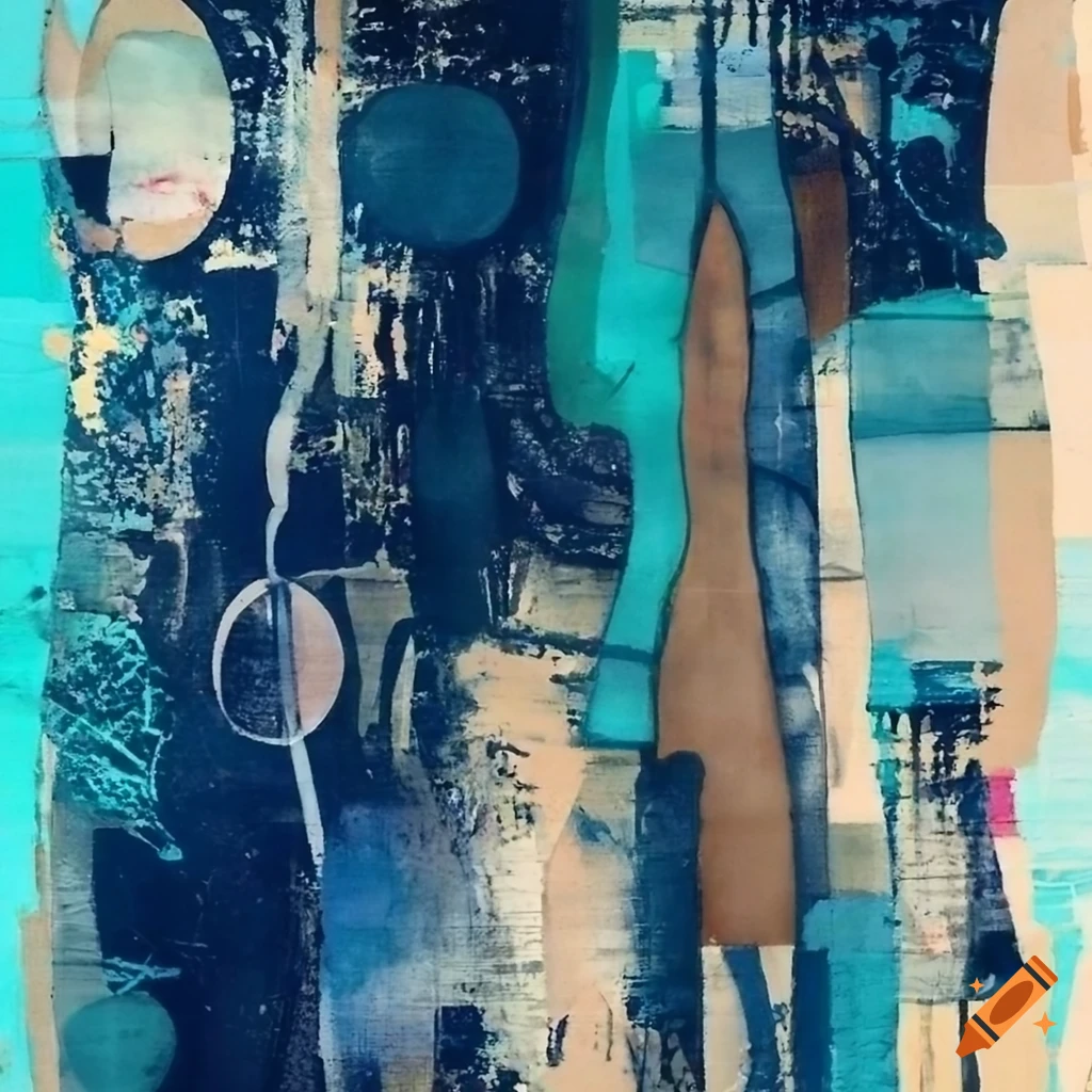 Mixed-media collage abstract painting in the style of Mark Bradford ...