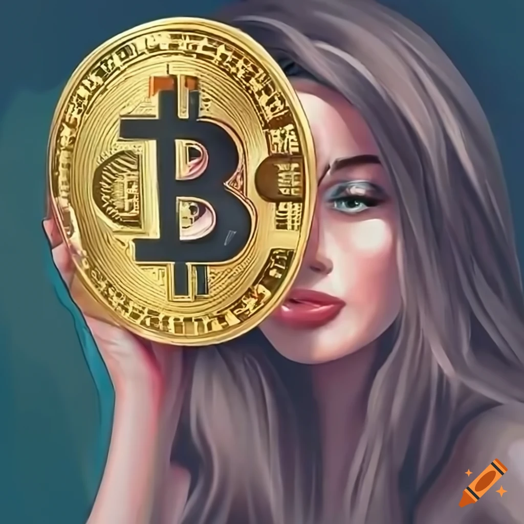 Woman holding a bitcoin on Craiyon