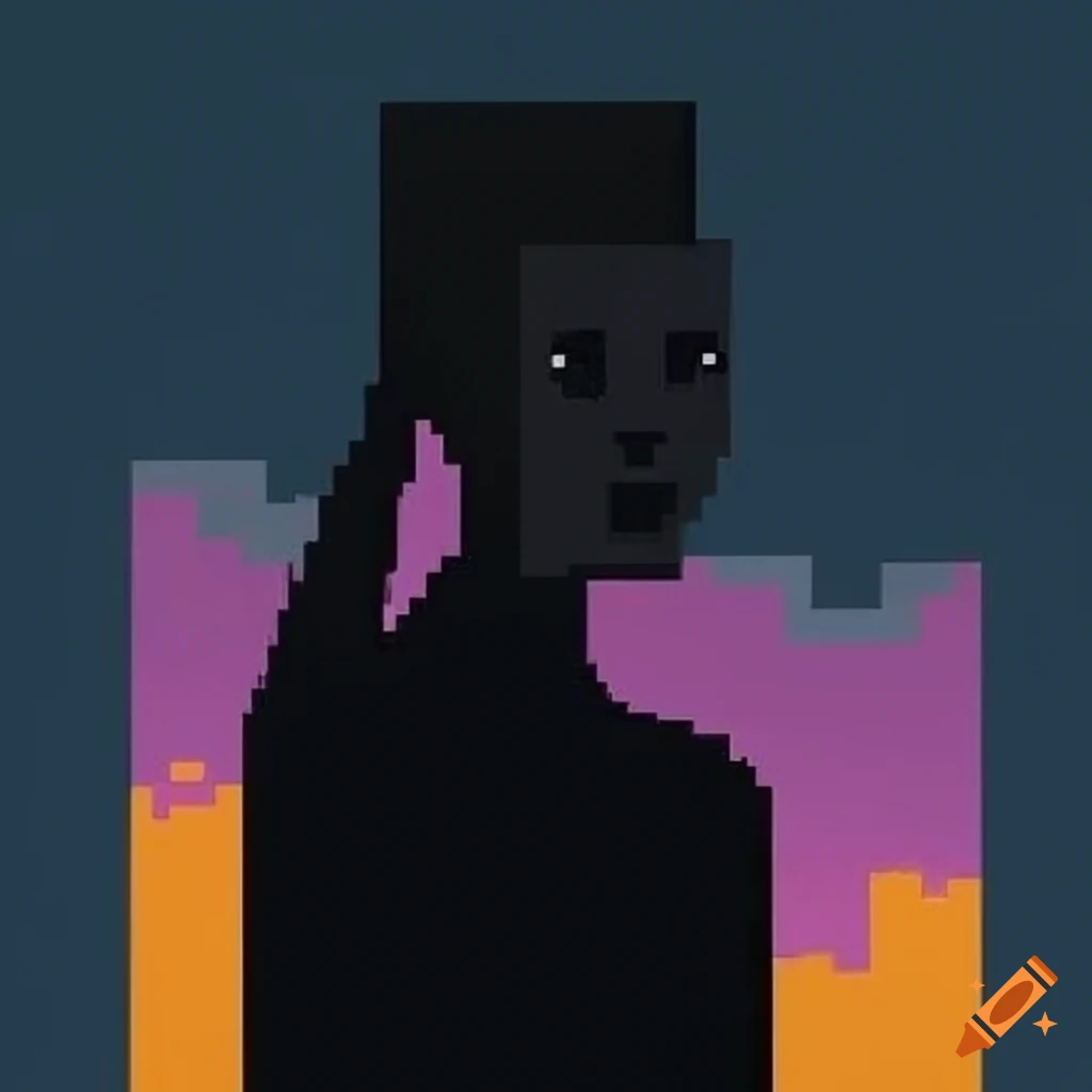 Pixelated silhouette surrealist painting of a group of three people in ...