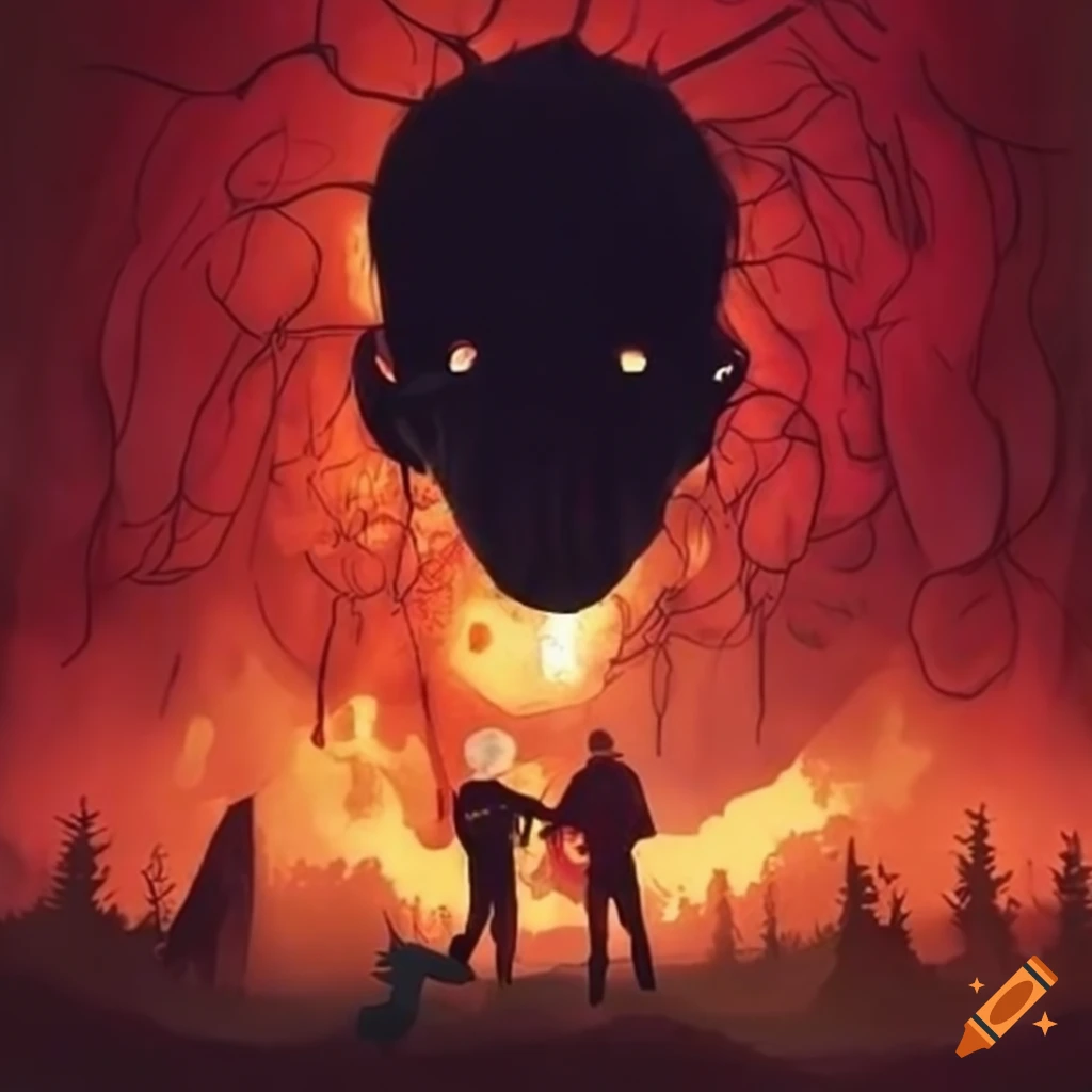 Eerie book cover depicting college kids at a brainwashing camp in the wilderness