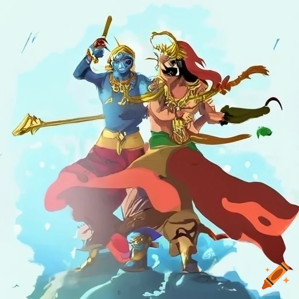 Illustration of ram and ravana in battle on Craiyon