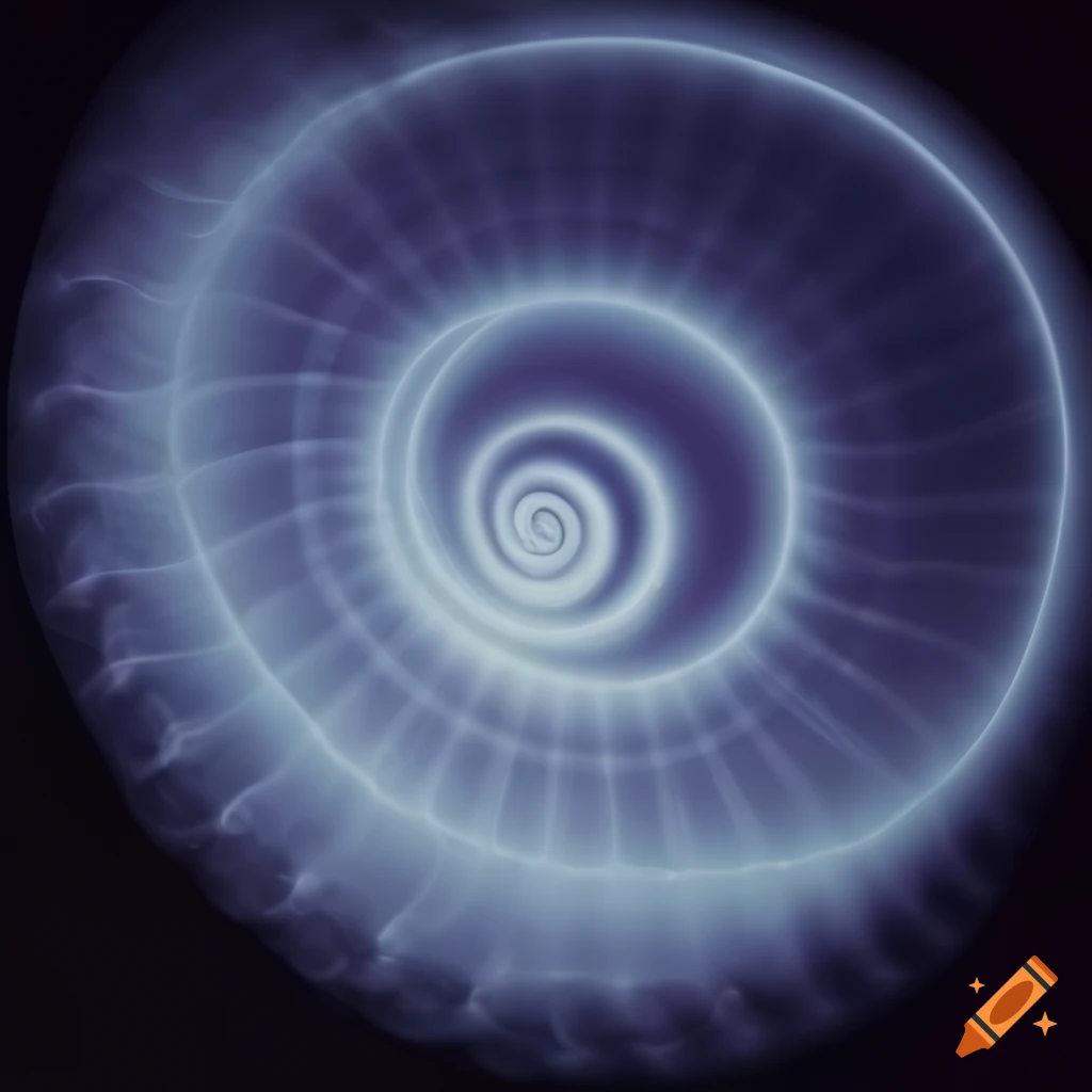 Seashell spiral on black background