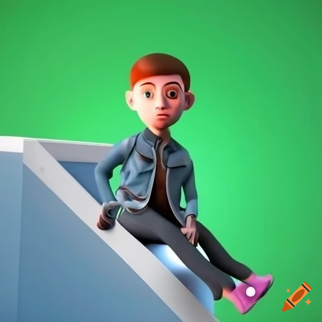 3D illustration of an animated character sitting on top of WhatsApp logo