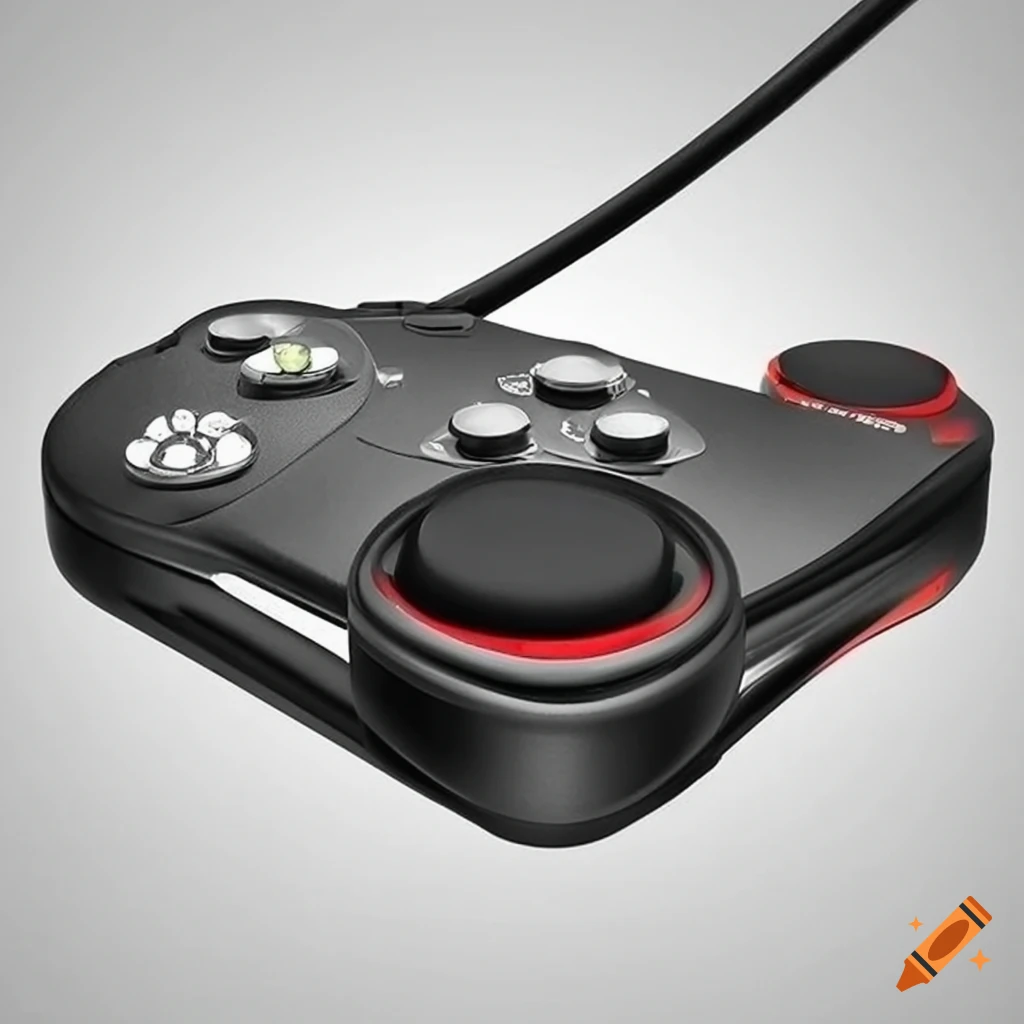 Game console controller with microphone and speakers on Craiyon