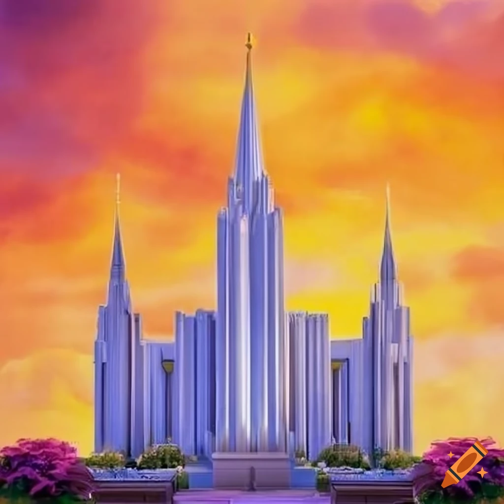 Music album cover featuring lds temple on Craiyon