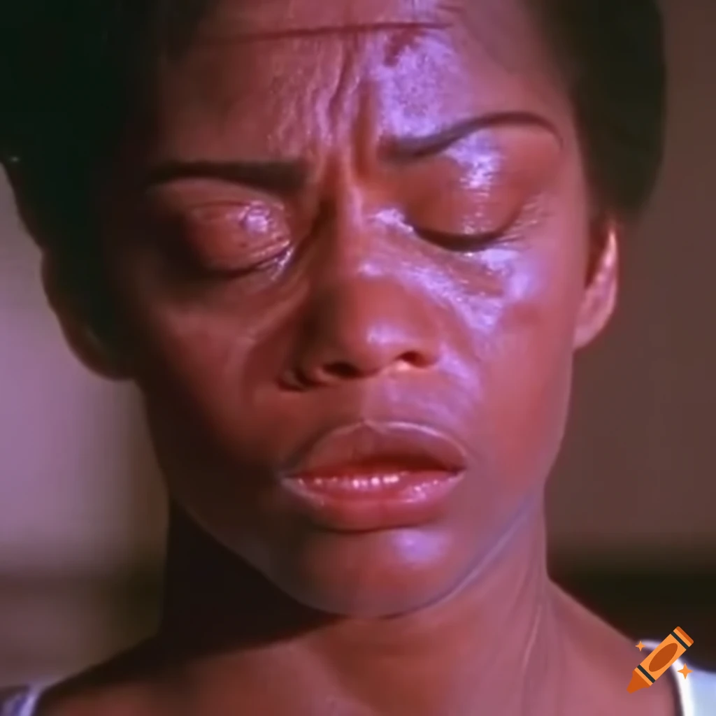 90s movie screencap of a bruised martial fighter with a dizzy expression
