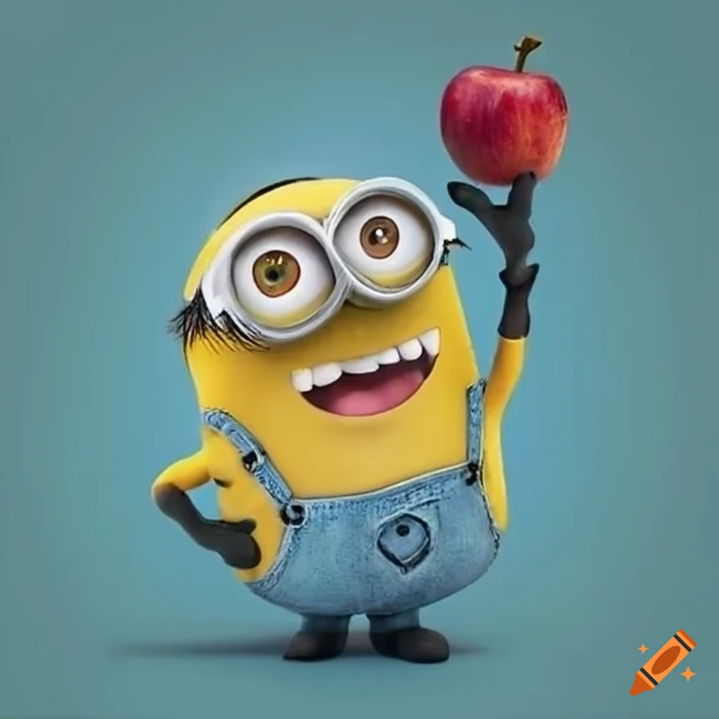 Minion holding an apple on Craiyon