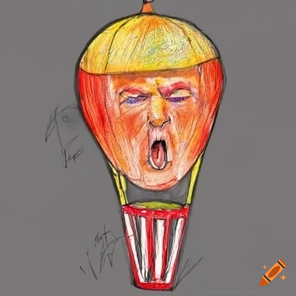 Satirical hot air balloon in the shape of trump on Craiyon