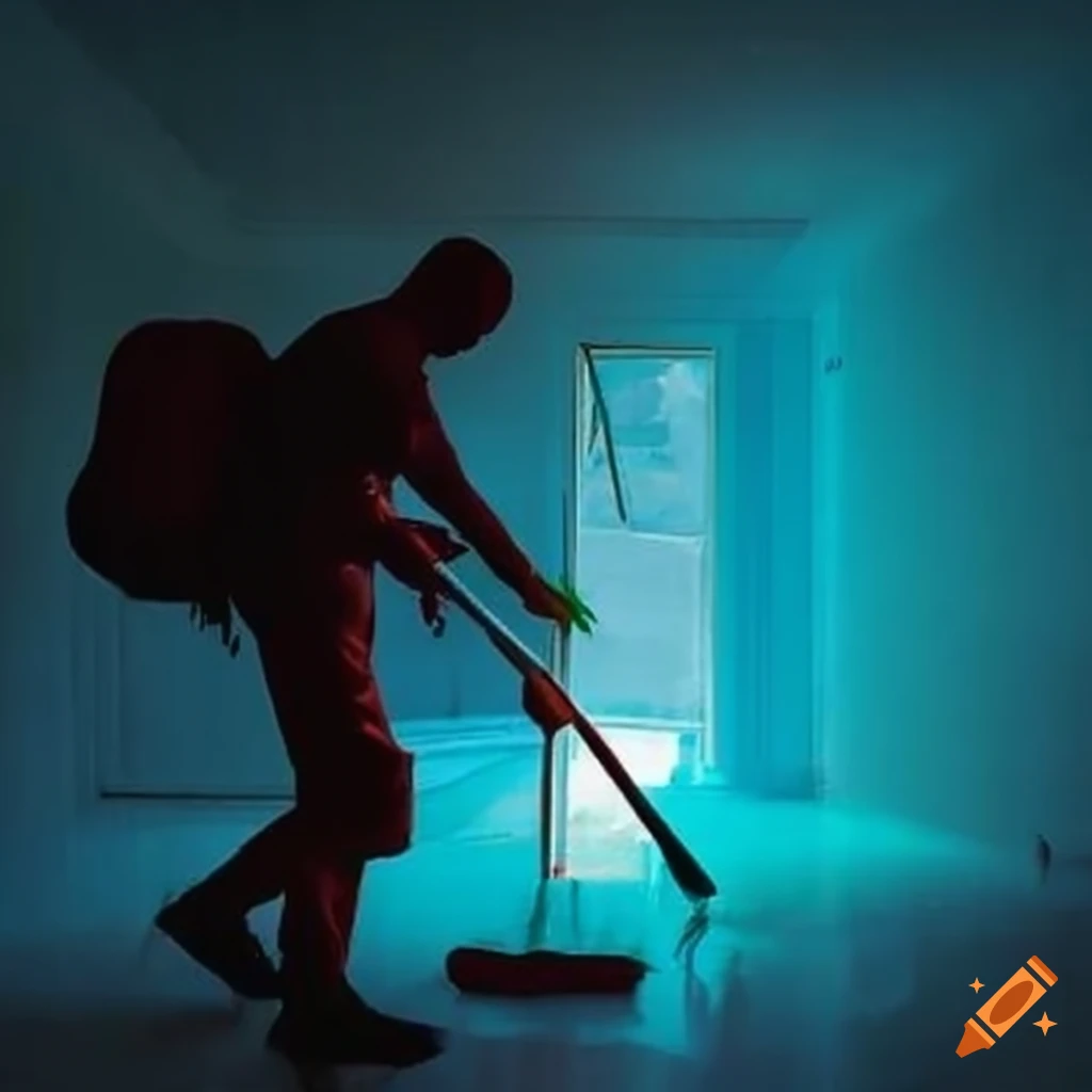 Men disinfecting house