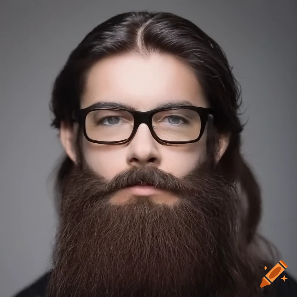 Middle-aged man with large glasses, mustache, and beard
