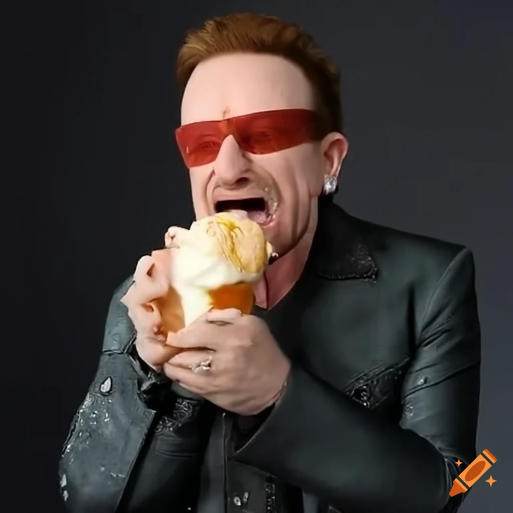 Bono Enjoying An Ice Cream Cone On Craiyon 