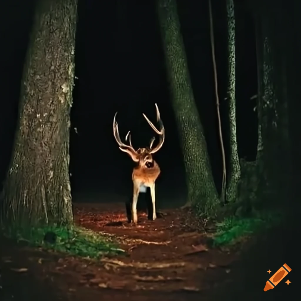 nocturnal-trail-camera-footage-of-deer-in-the-forest-at-night-on-craiyon