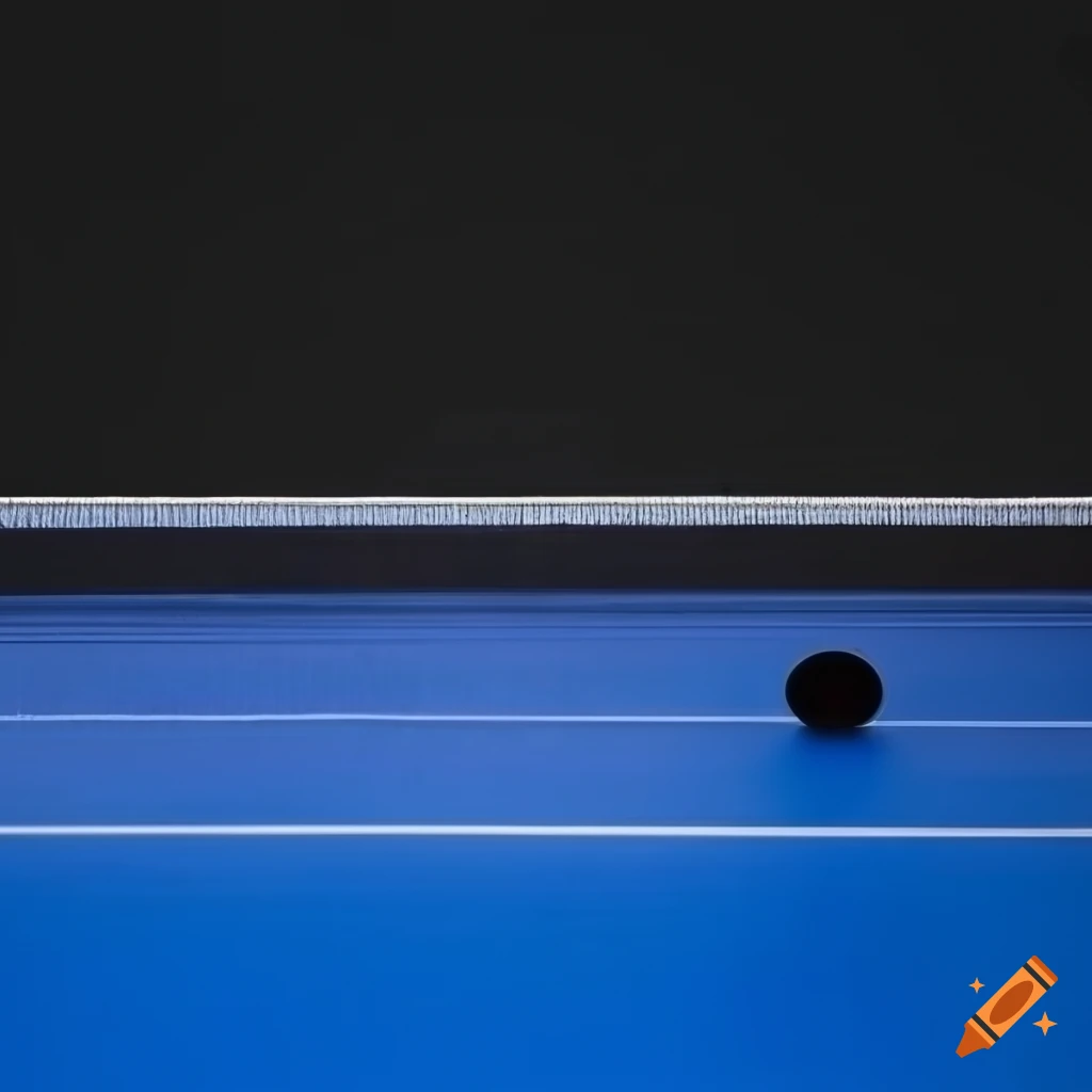 Top view of a table tennis table in close-up