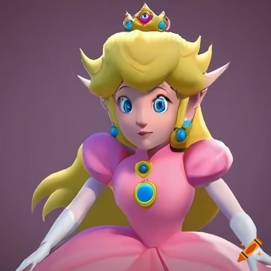 Princess Peach and Link posing together in elegant attire