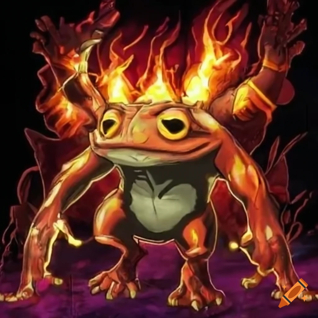 Yugioh fire frog beast card illustration on Craiyon