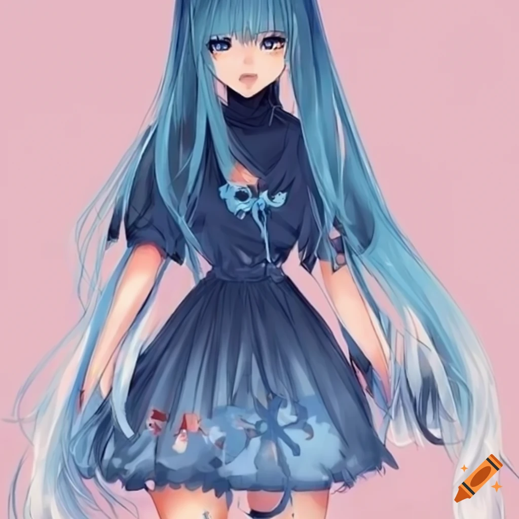 Anime girl with blue hair