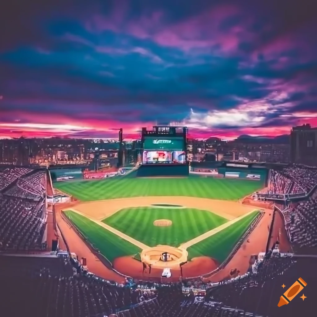Aerial view of a baseball stadium in salt lake city at night in a video