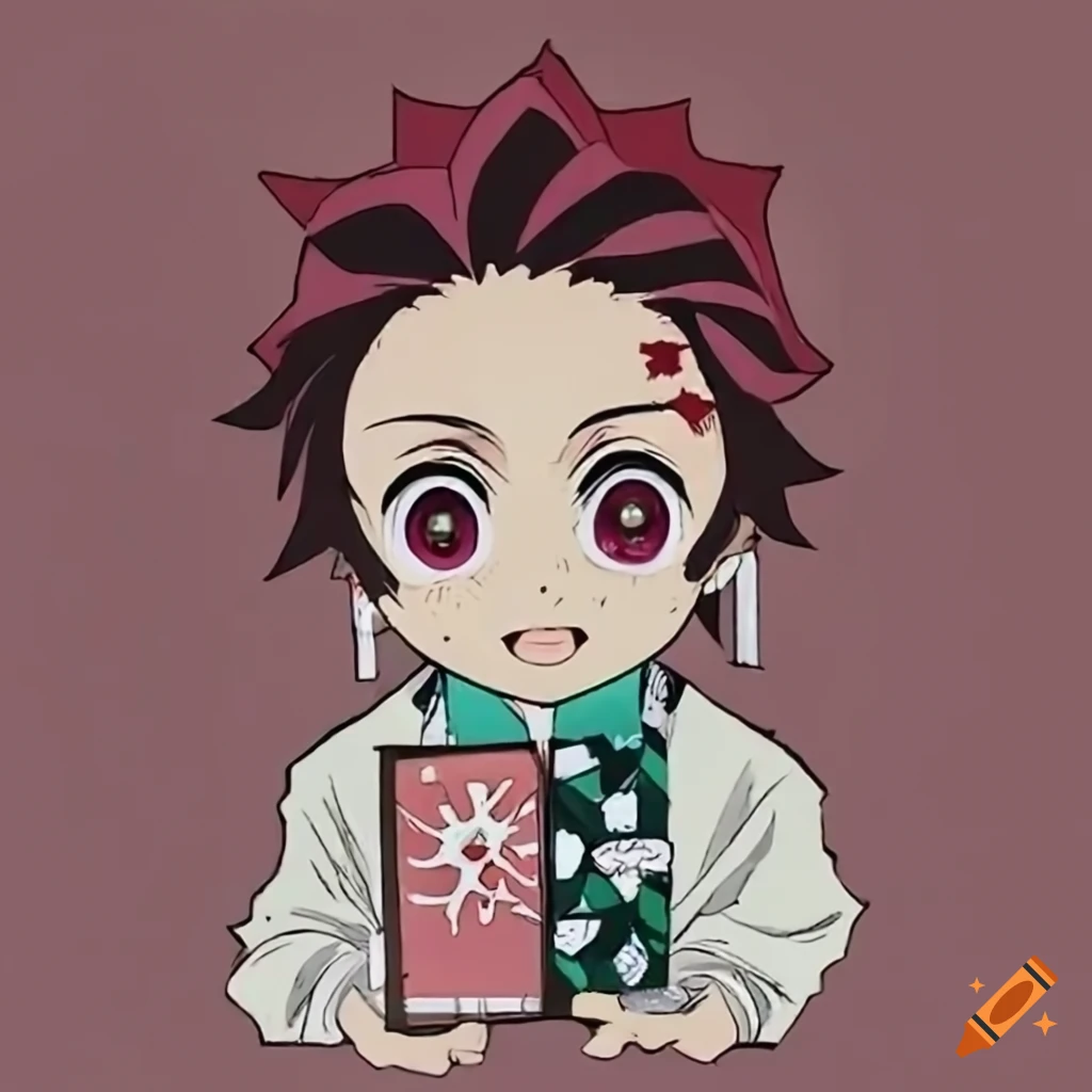 Tanjiro looking at a book