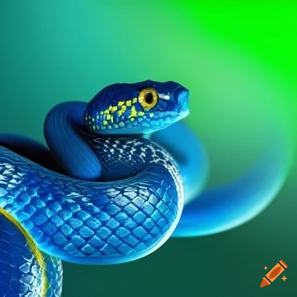 Blue and yellow python snake with financial chart background on craiyon
