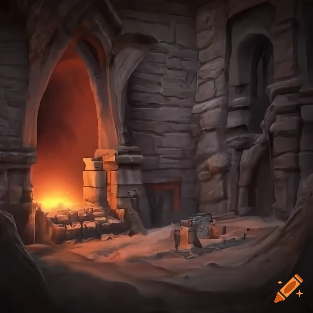 Detailed dungeon with sandstone bricks and sand in diablo3 fantasy style