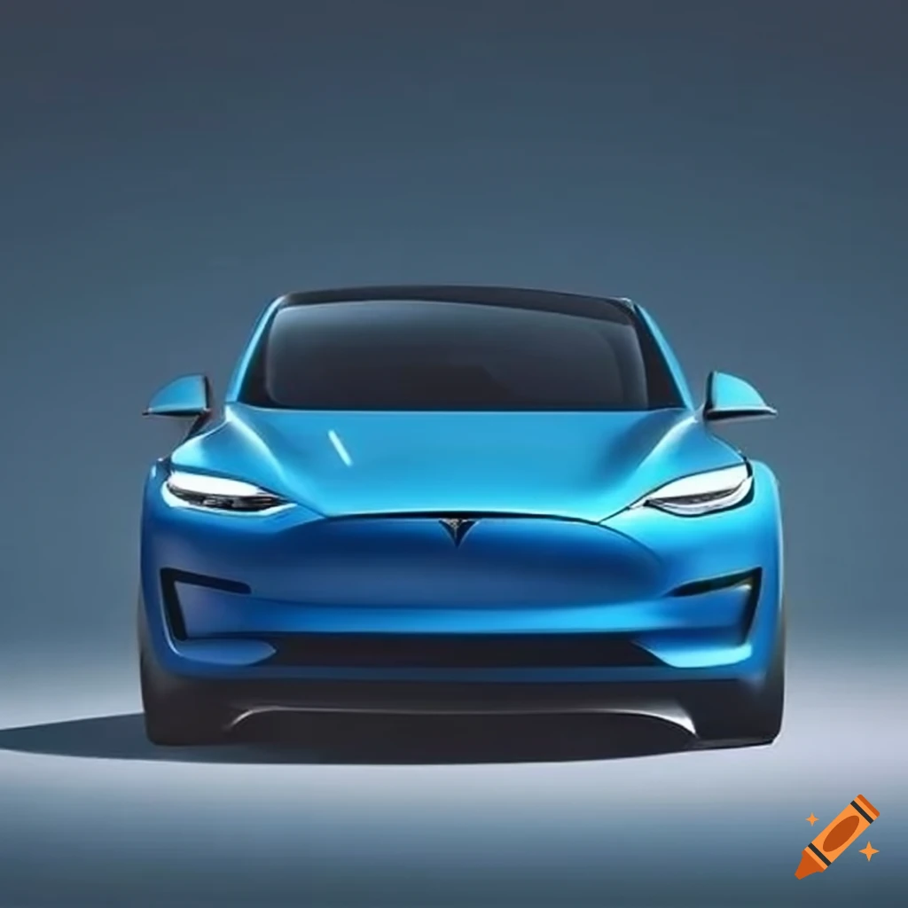 Blue tesla electric vehicle car on Craiyon